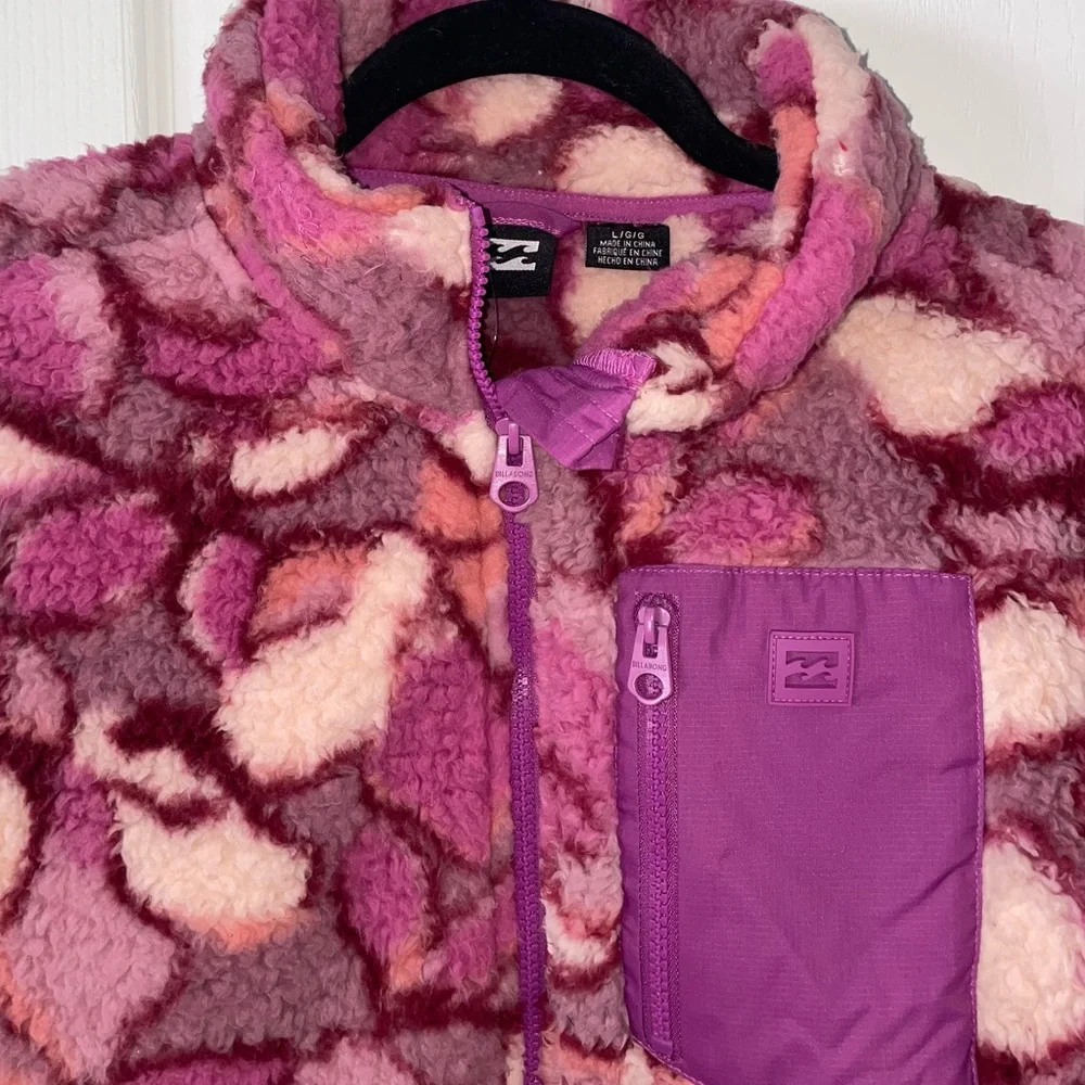 Billabong Floral Sherpa Jacket - Dusty Mauve - Picture 4 of 8